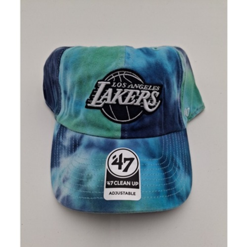 Los Angeles Lakers 47 Brand Tie Dye Adjustable Hat Blue Green NBA Cap NEW